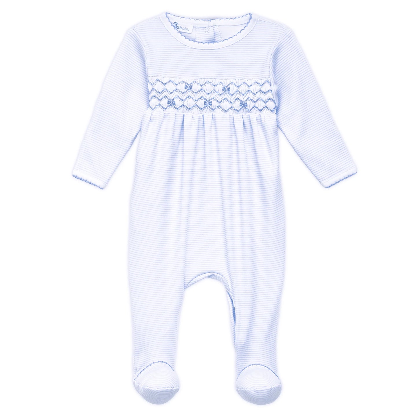 Jacob Smocked Footie Light Blue