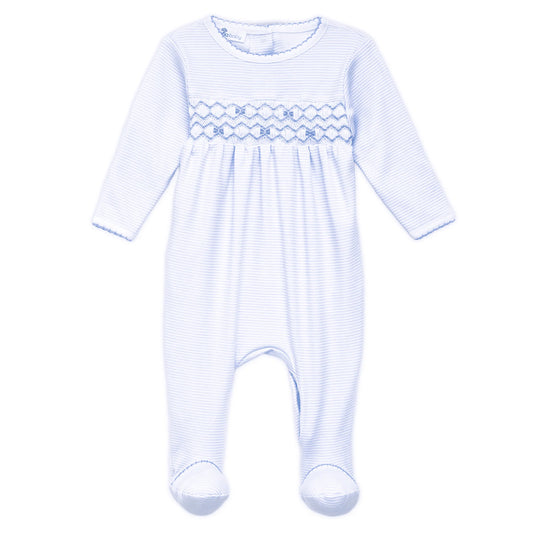 Jacob Smocked Footie Light Blue