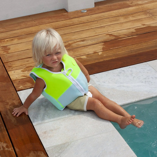 Swim Vest Salty the Shark Aqua Neon Yellow