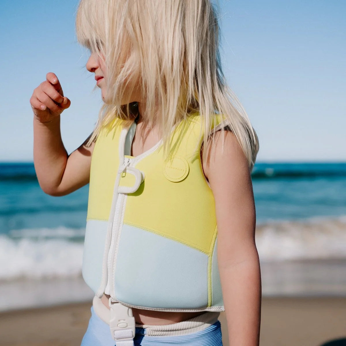 Swim Vest Salty the Shark Aqua Neon Yellow