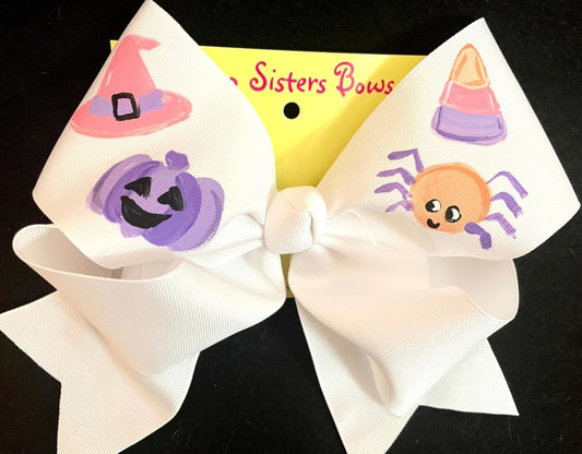 Lavender Halloween Goodies Hand Painted Bow