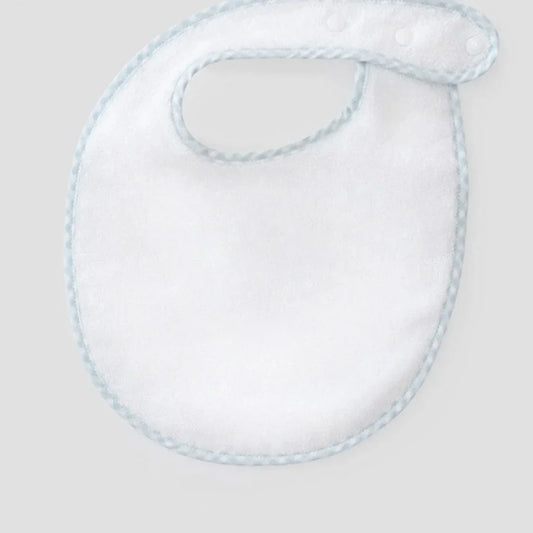 Light Blue Gingham on White Bib
