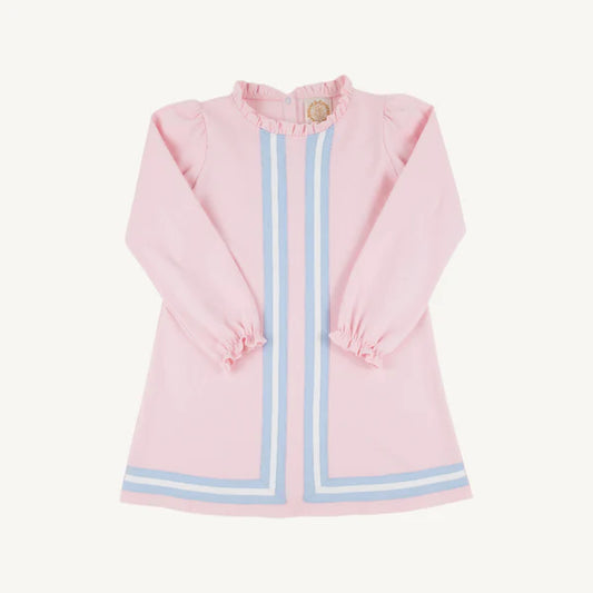 Long Sleeve Lizzie's Luxe Leisure Dress Palm Beach Pink/Beale Street Blue/Worth Ave White