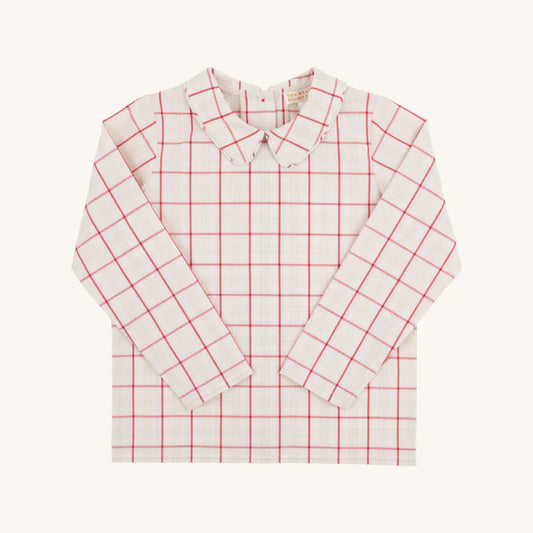 Peter Pan Collar Shirt Woven Yarn LS Oak Park Plaid
