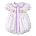 Ruby Smocked Bubble Purple Bitty Dot Tiger