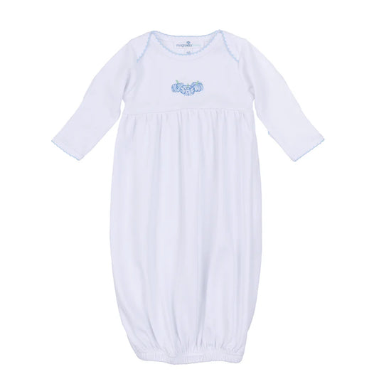 Precious Pumpkins Embroidered Gathered Gown Light Blue
