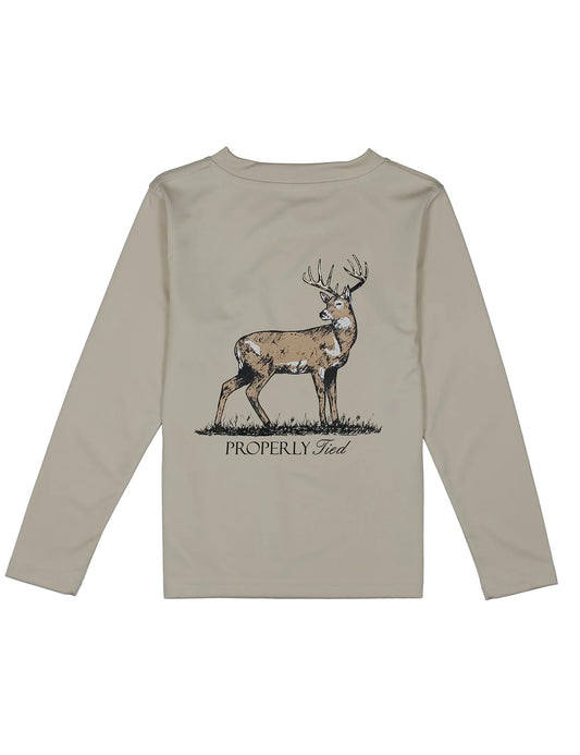 Boys Performance Tee LS Whitetail Linen