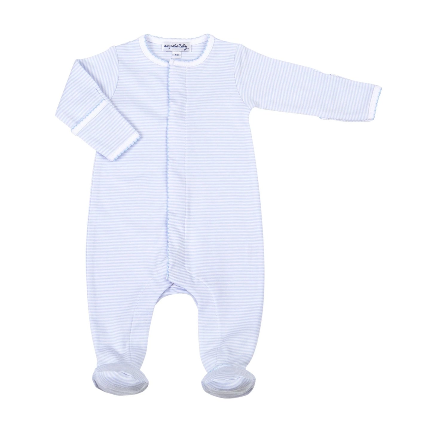 Mini Stripes Footie Light Blue