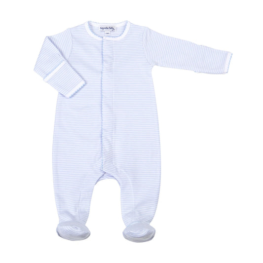 Mini Stripes Footie Light Blue