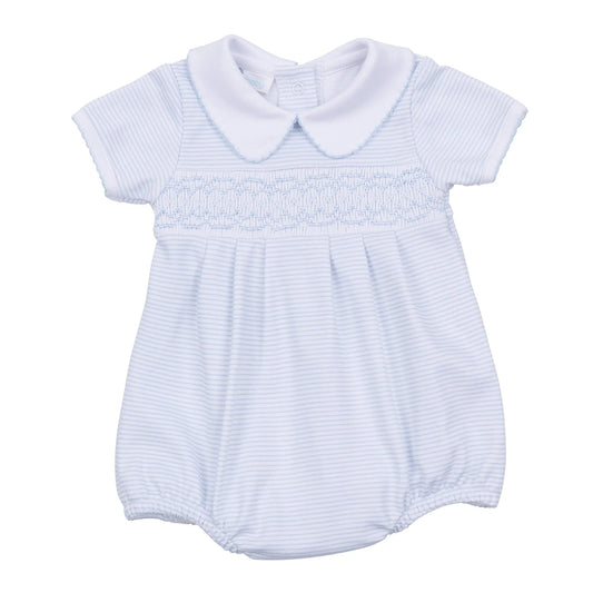 Mini Stripes Smocked Bubble Light Blue