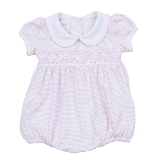 Mini Stripes Smocked Bubble Pink