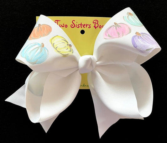 Pastel Pumpkins Hand Painted Bow