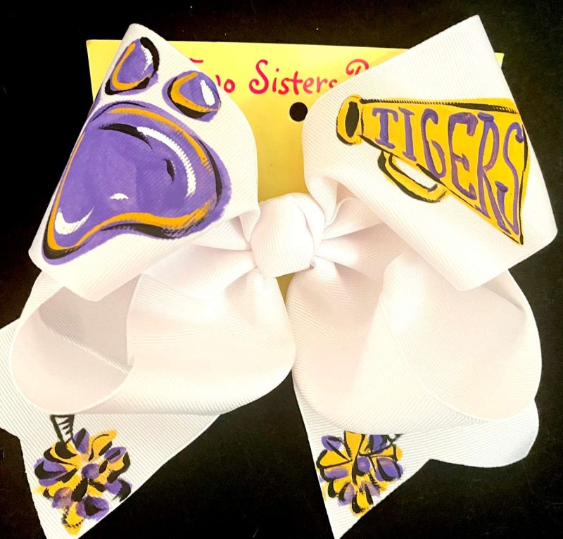 Paw Tigers Megaphone Hand Painted Bow