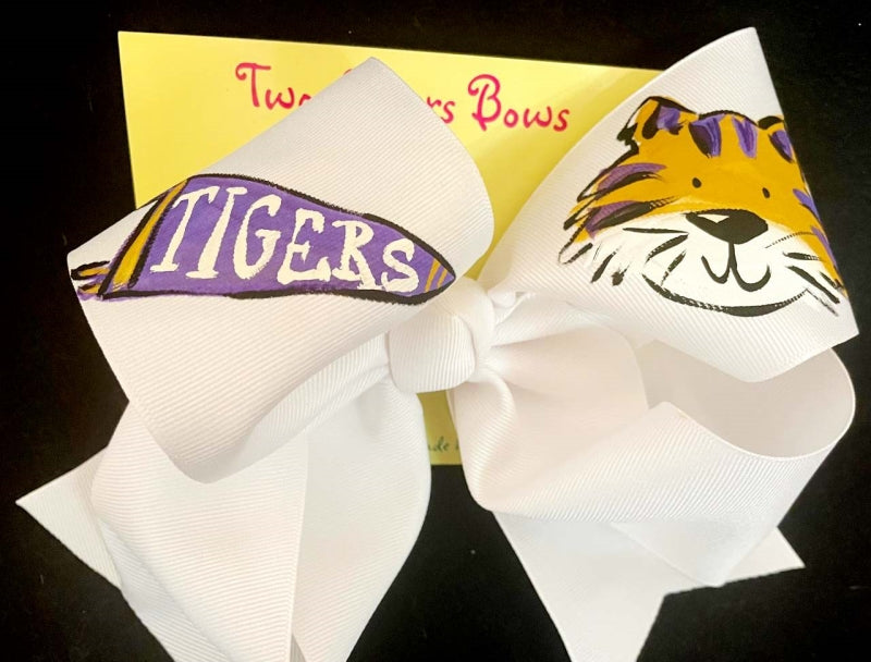 Pennant Tigers Hand Painted Bow