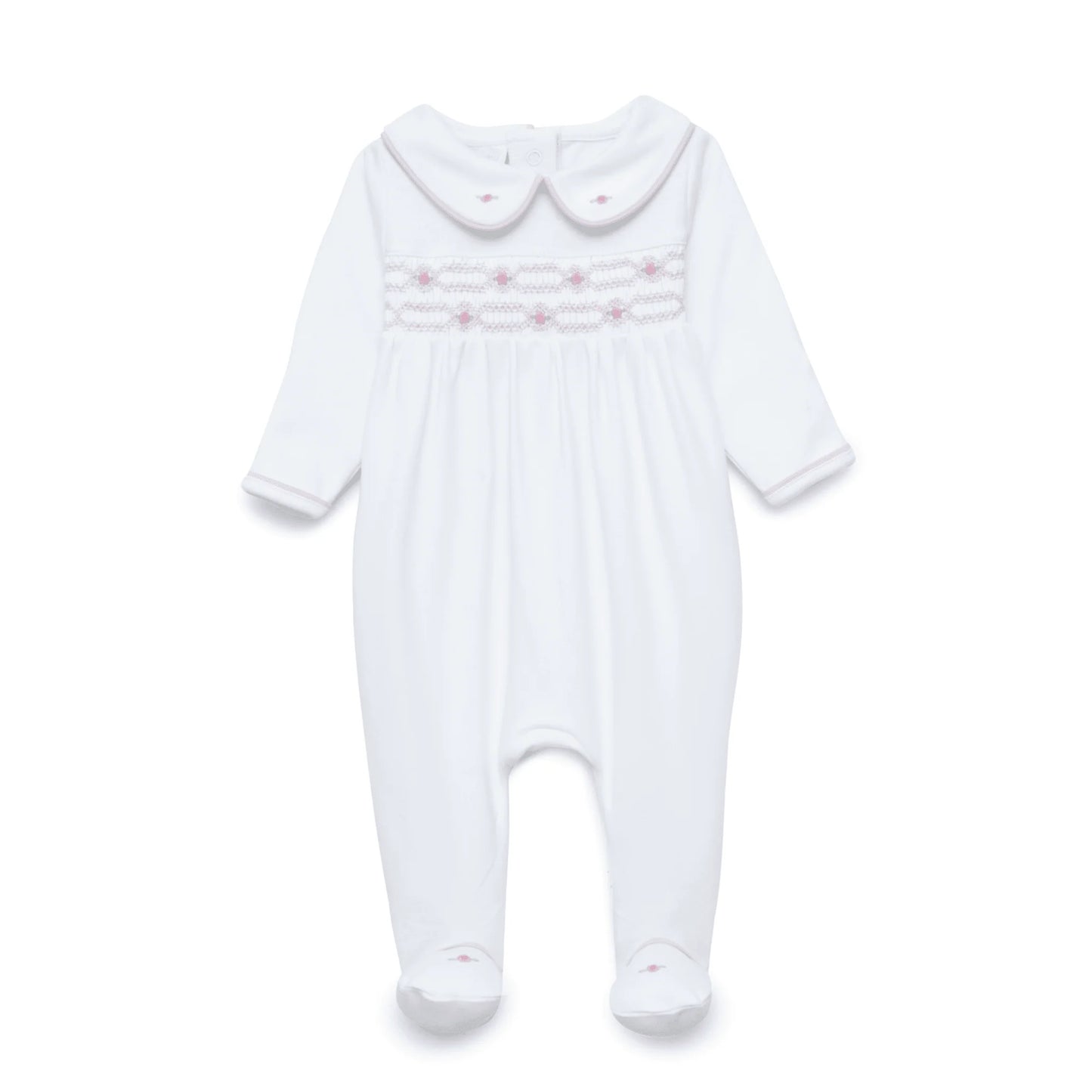 Poppy Smocked Footie Pink