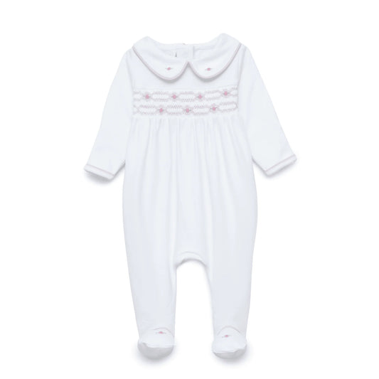Poppy Smocked Footie Pink
