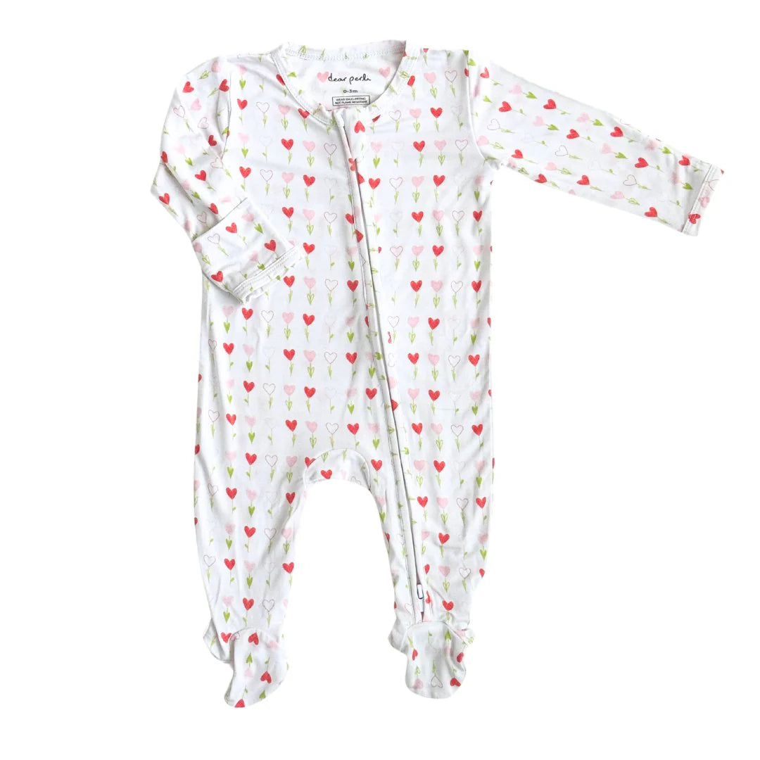 Bamboo Baby Zippered Footie Onesie Growing Love