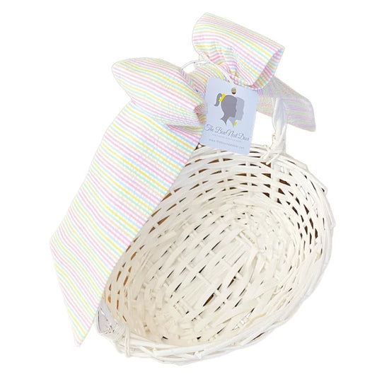 Rainbow Seersucker Basket Bow