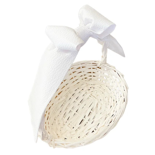 White Seersucker Basket Bow