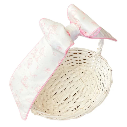 Pink Toile Basket Bow