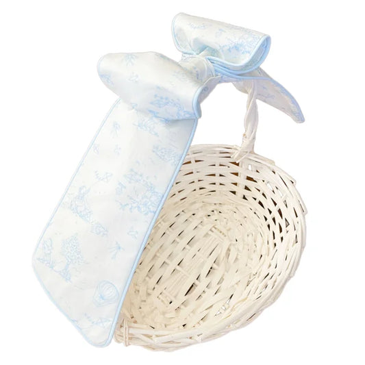 Blue Toile Basket Bow