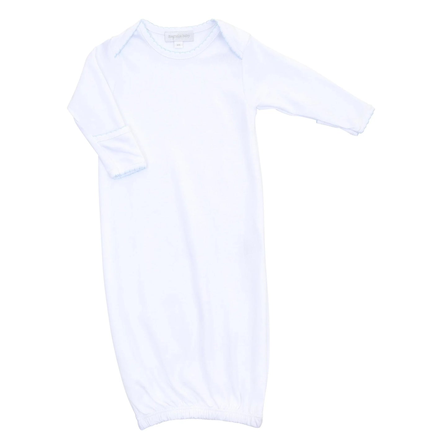 Solid Essentials White Lap Gown with Light Blue Picot Trim