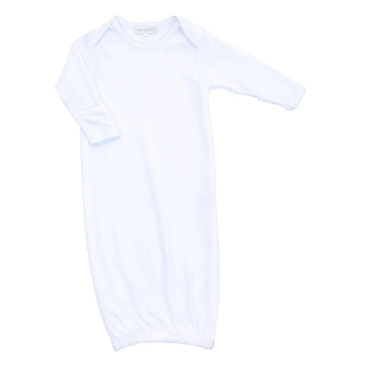 Solid Essentials White Lap Gown with Light Blue Picot Trim