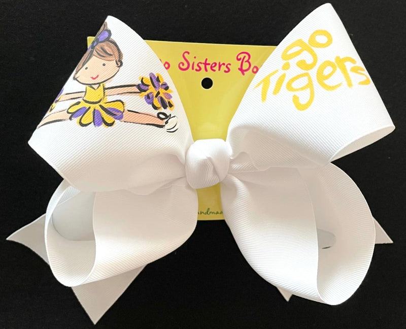 Toe Touch Tigers Hand Painted Bow