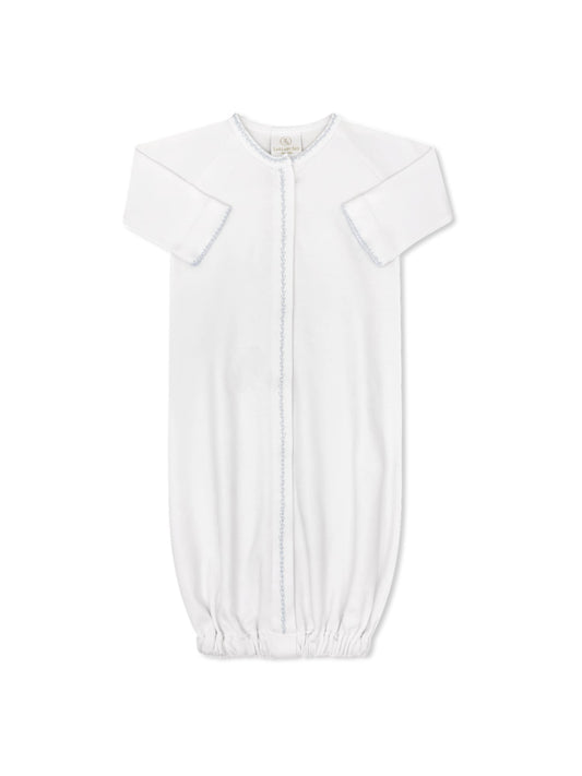 Snuggle Me Saque Park White with Blue Featherstitching
