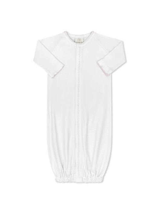Snuggle Me Saque Park White with Pink Featherstitching