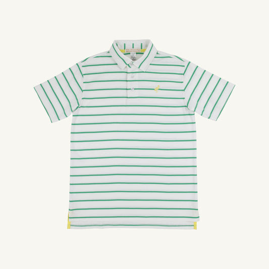 Prim and Proper Polo SS Pima Gibson Island Green Stripe/Lake Worth Yellow