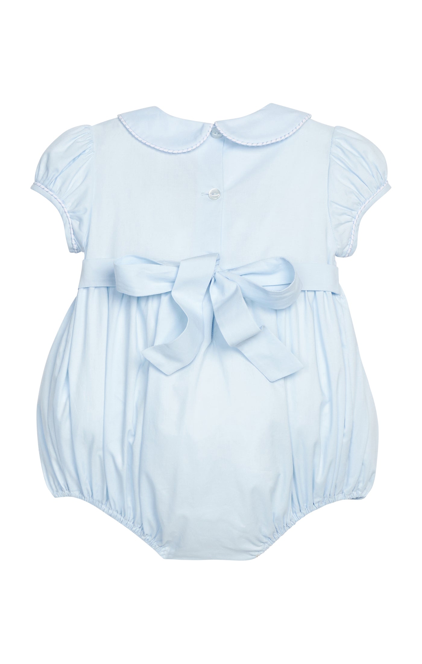 Smocked Emery Bubble Light Blue with White