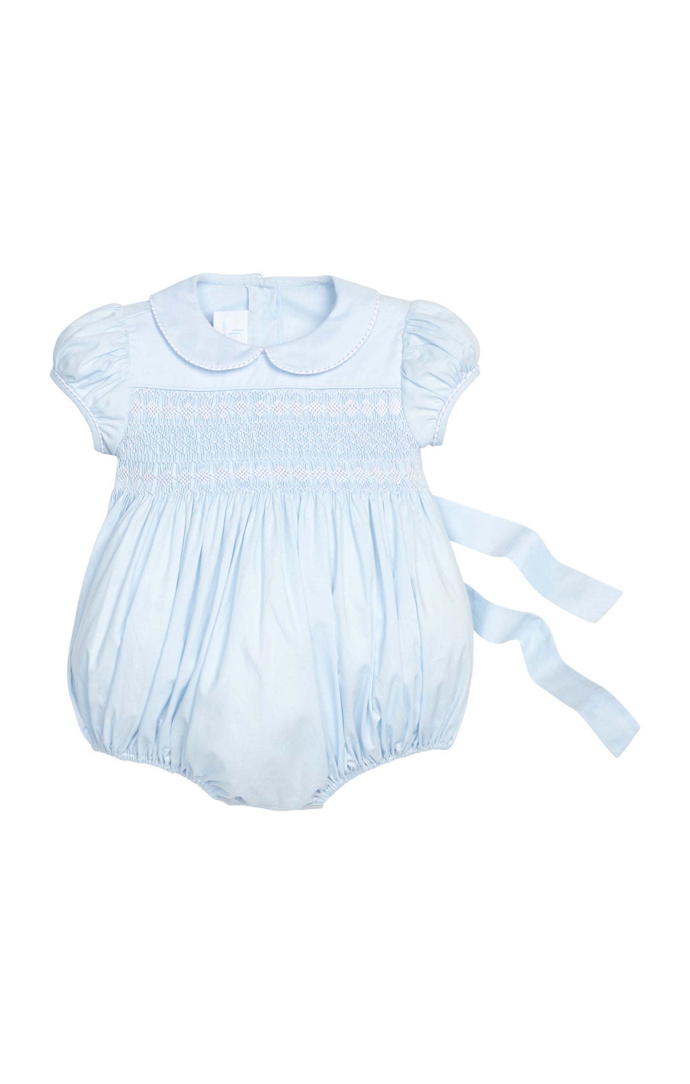 Smocked Emery Bubble Light Blue with White