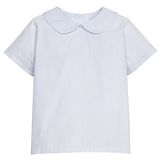 Peter Pan Shirt Light Blue Stripe Seersucker