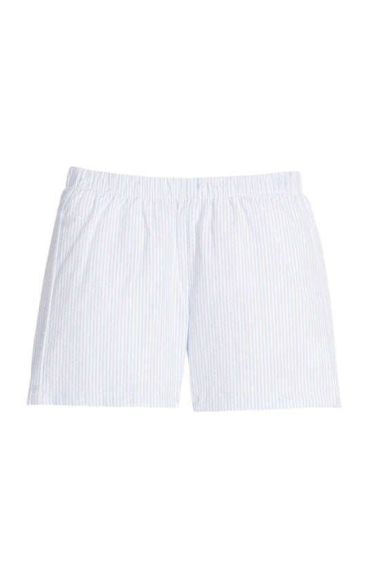 Basic Short Light Blue Stripe Seersucker