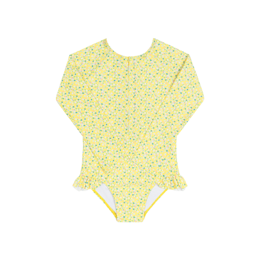Girls Petite Fleur Front Zip Rashguard One Piece