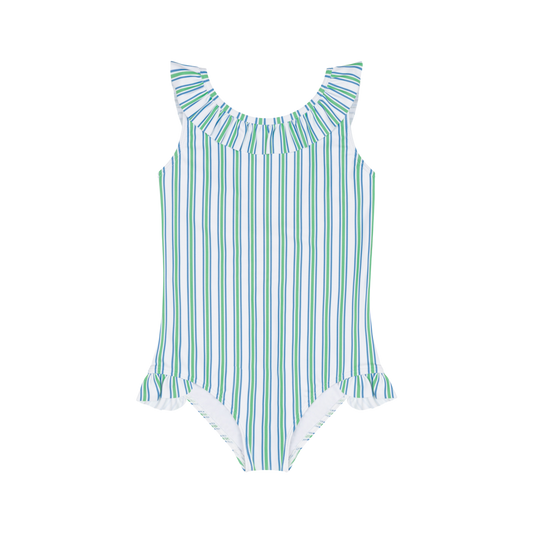 Girls Tamarin Stripe Ruffle Collar One Piece