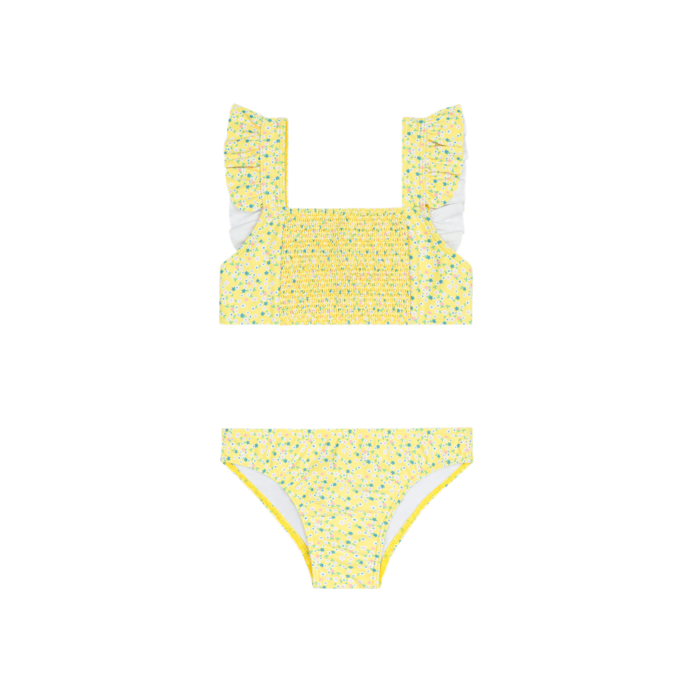 Girls Petite Fleur Smocked Ruffle Strap Bikini