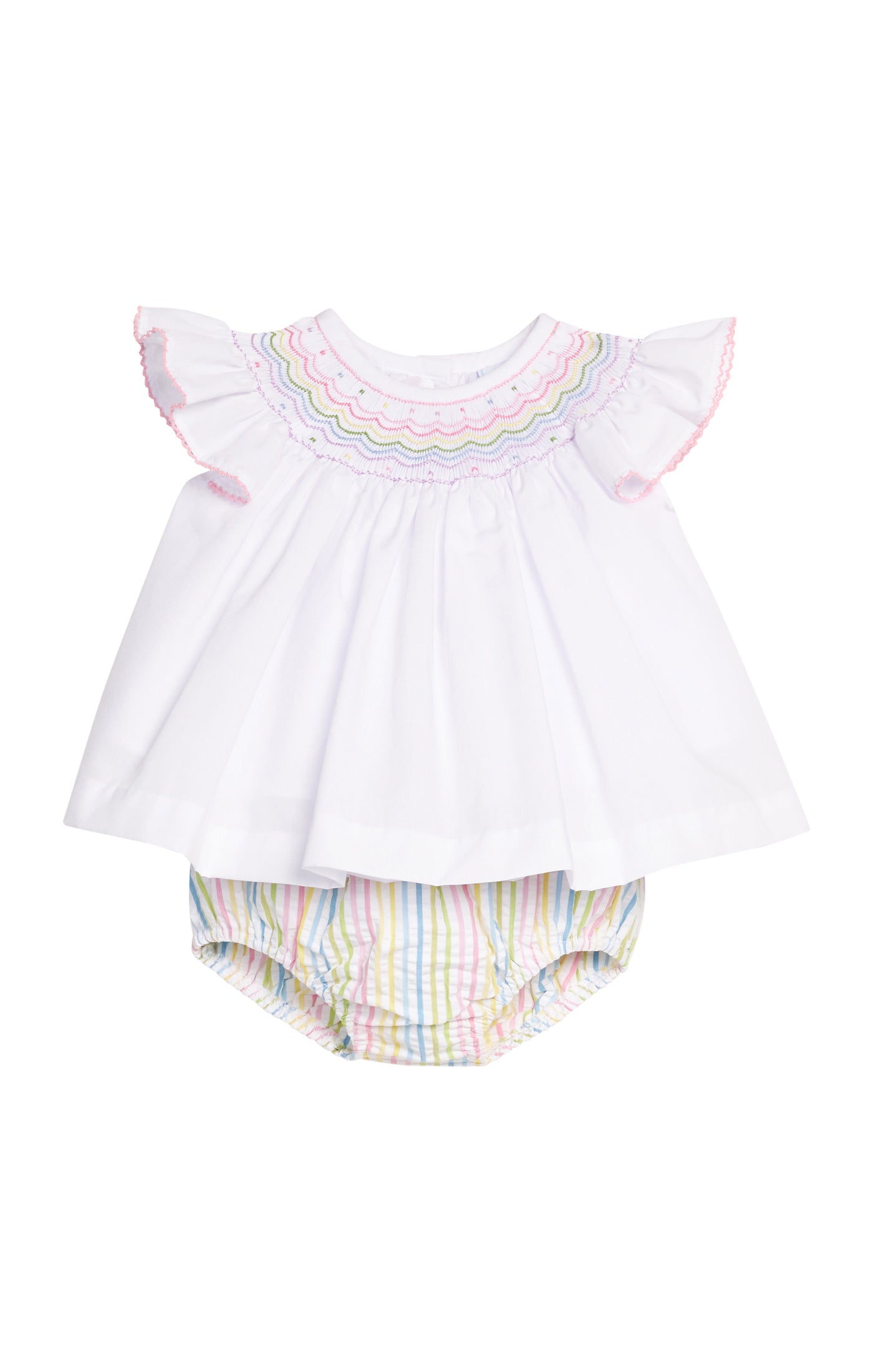 Smocked Bishop Diaper Set Rainbow