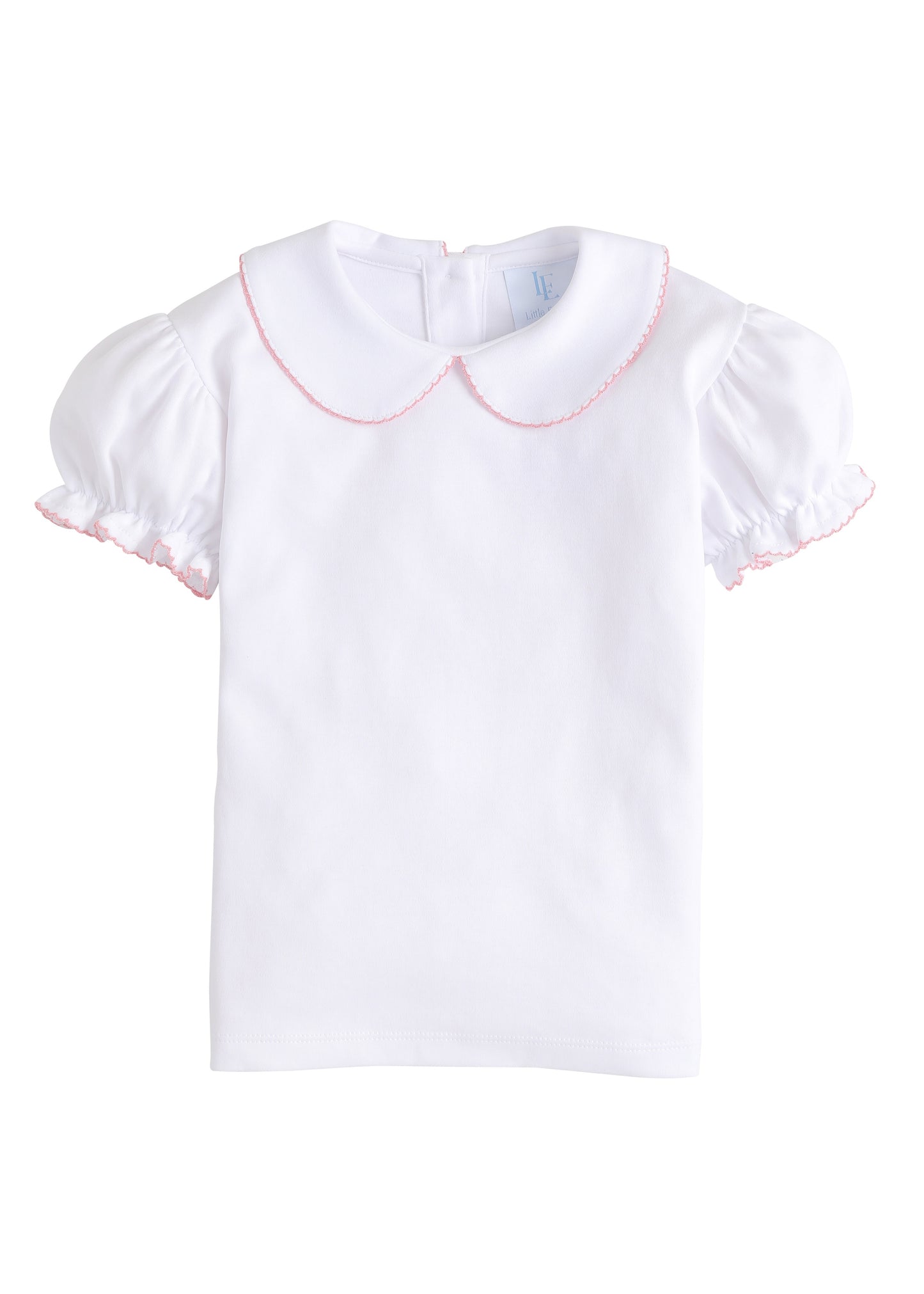 Girl's Short Sleeve Peter Pan Blouse Light Pink
