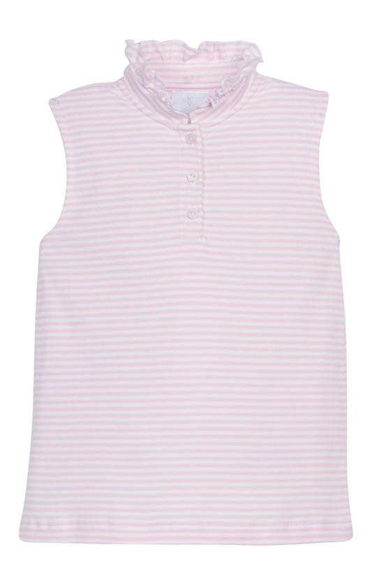 Sleeveless Hastings Polo Light Pink Stripe