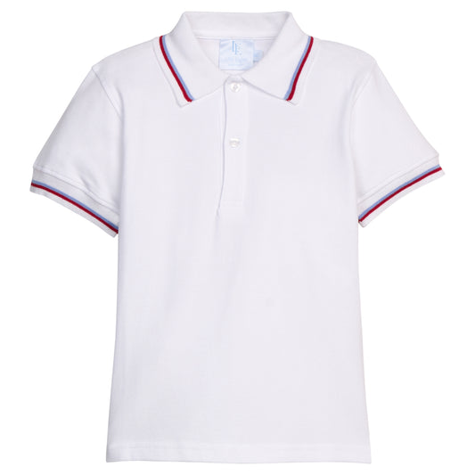 Short Sleeve Tipped Polo Blue Red