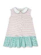 Mary Margaret Dress Pensacola Pink Ministripe/Midtown Mint Ministripe
