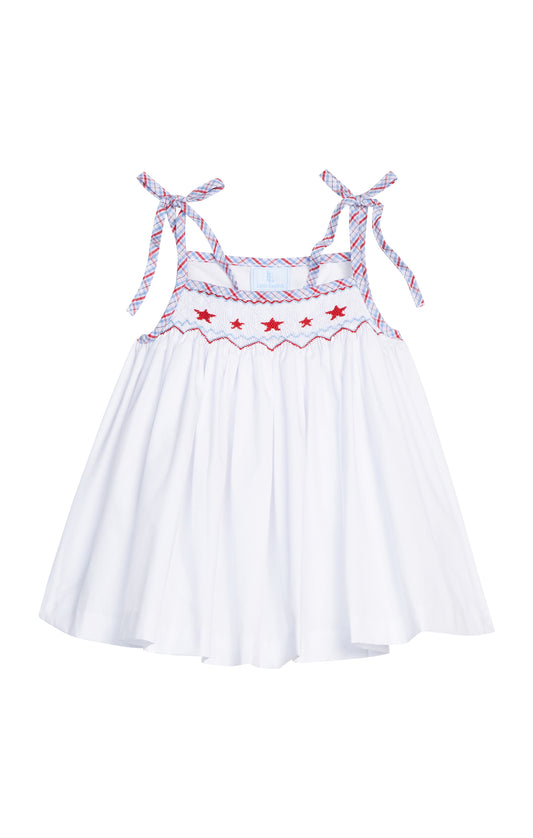 Smocked Tie Shoulder Tank Stars