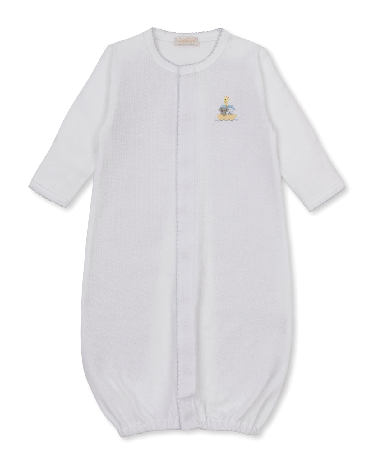 Noah's Journey Hand Embroidered Gown White & Silver