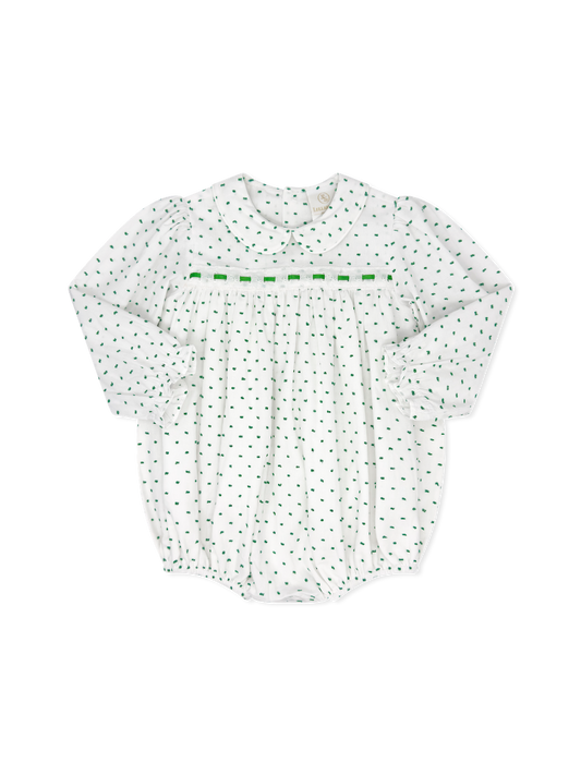 1956 Ribbon Bubble Mistletoe Green Swiss Dot