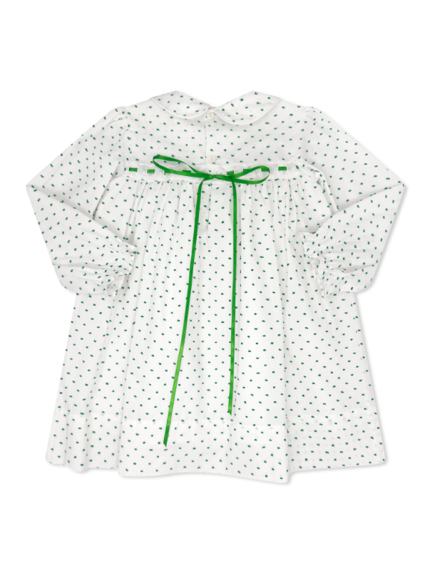 1956 Ribbon Dress Mistletoe Green Swiss Dot