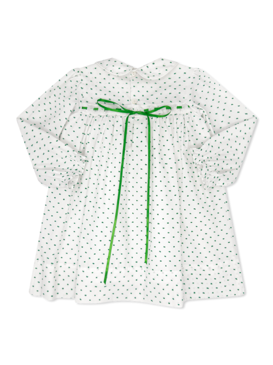1956 Ribbon Dress Mistletoe Green Swiss Dot
