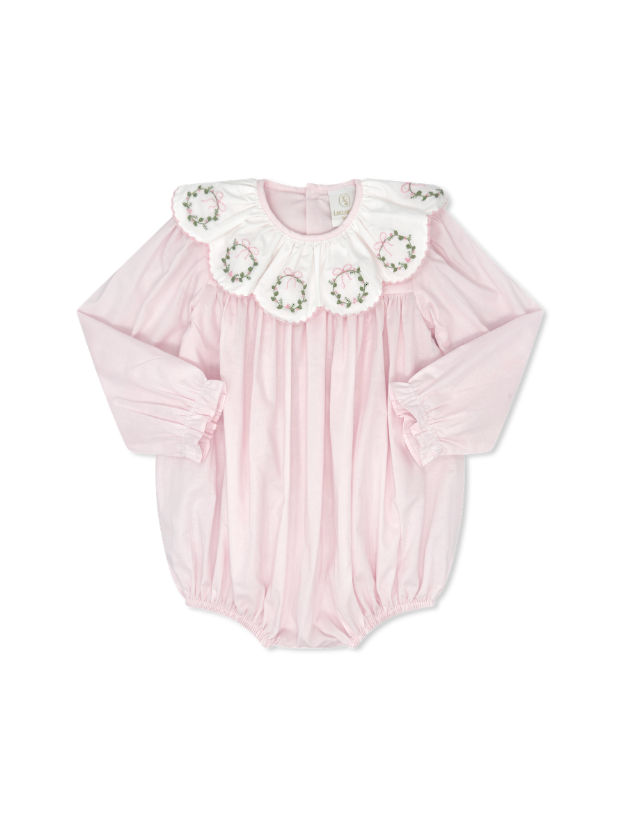 Chloe Bubble Blessings Pink Batiste Wreath Embroidery