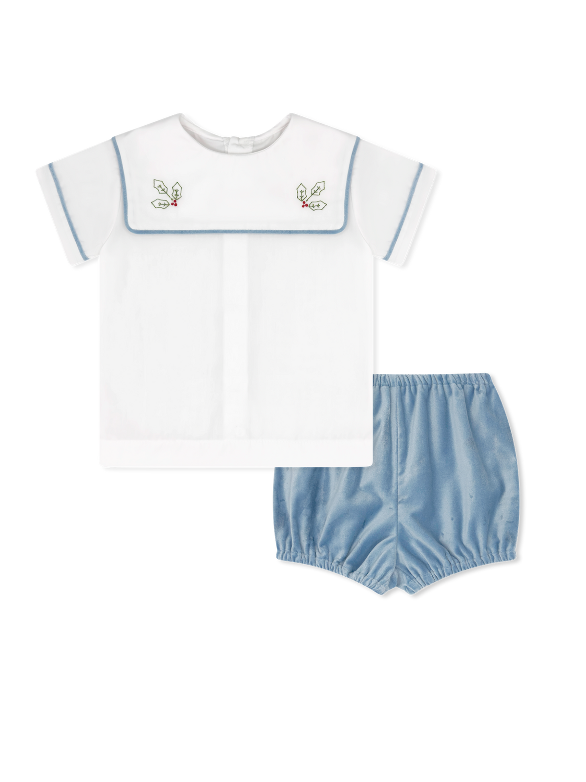 Christian Bloomer Set Blue Velvet with Holly
